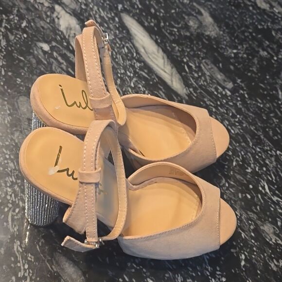 BRAND NEW KAMILA SUEDE PLATFORM RHINESTONE ANKLE STRAP HEELS SANDAL - Picture 5 of 15